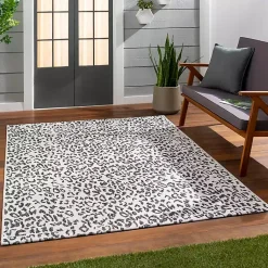 Kirklands Home Cauli Leopard Print Outdoor Rug, 5x7 Black Best