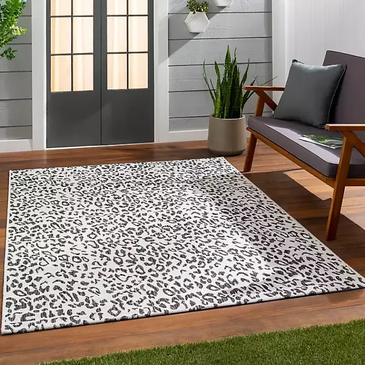 Kirklands Home Cauli Leopard Print Outdoor Rug, 5x7 Black Best