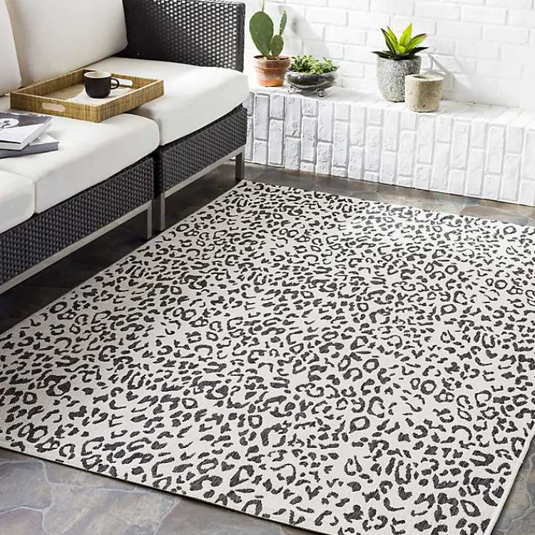 Kirklands Home Cauli Leopard Print Outdoor Rug, 5x7 Black Best