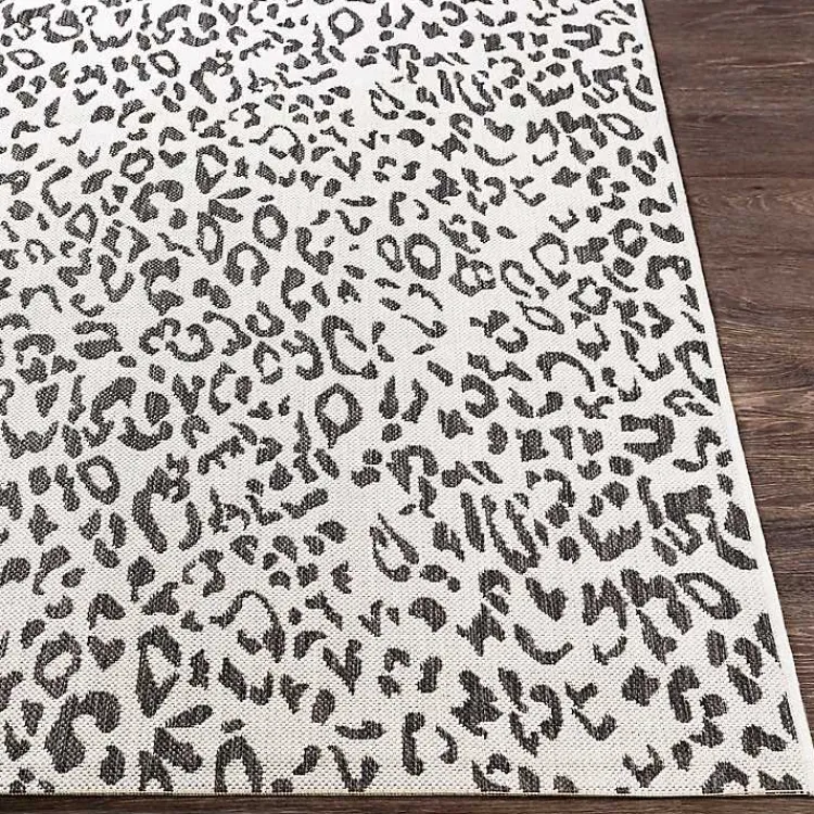 Kirklands Home Cauli Leopard Print Outdoor Rug, 7x10 Black Clearance