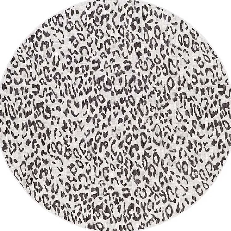 Kirklands Home Cauli Leopard Print Round Outdoor Rug, 5 ft. Black Outlet