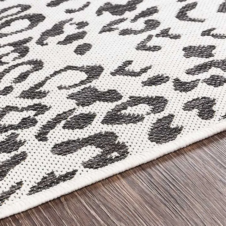 Kirklands Home Cauli Leopard Print Round Outdoor Rug, 5 ft. Black Outlet