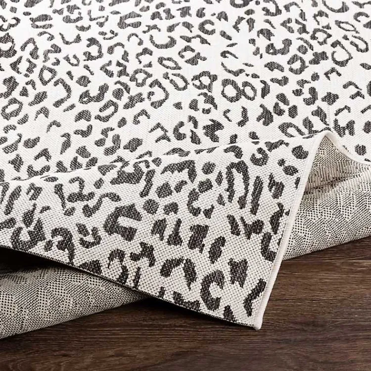 Kirklands Home Cauli Leopard Print Round Outdoor Rug, 7 ft. Black