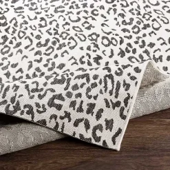 Kirklands Home Cauli Leopard Print Outdoor Rug, 6x6 Black Outlet