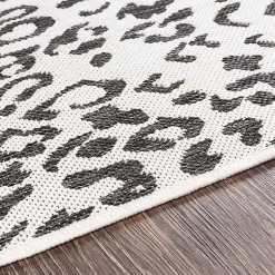 Kirklands Home Cauli Leopard Print Outdoor Rug, 7x7 Black Discount