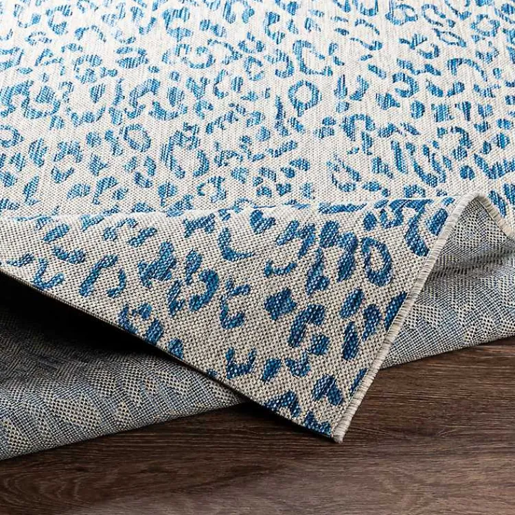 Kirklands Home Cauli Leopard Print Outdoor Rug, 5x7 Blue