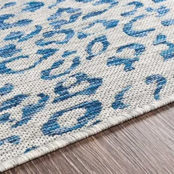 Kirklands Home Cauli Leopard Print Outdoor Rug, 5x7 Blue