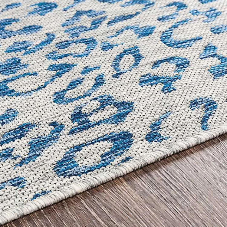 Kirklands Home Cauli Leopard Print Outdoor Rug, 5x7 Blue
