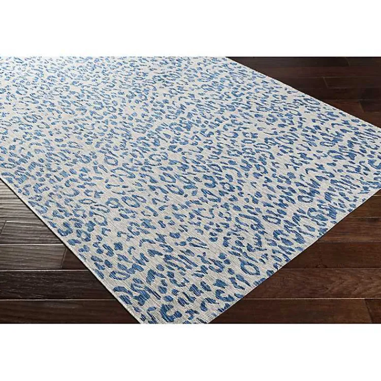 Kirklands Home Cauli Leopard Print Outdoor Rug, 5x7 Blue