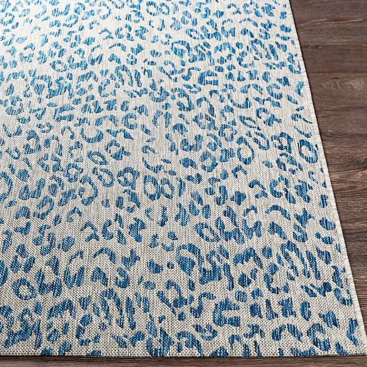 Kirklands Home Cauli Leopard Print Outdoor Rug, 7x10 Blue