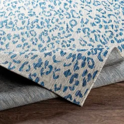 Kirklands Home Cauli Leopard Print Outdoor Rug, 8x12 Blue Hot