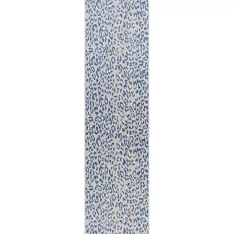 Kirklands Home Cauli Leopard Print Outdoor Runner Rug, 2x12 Blue Clearance