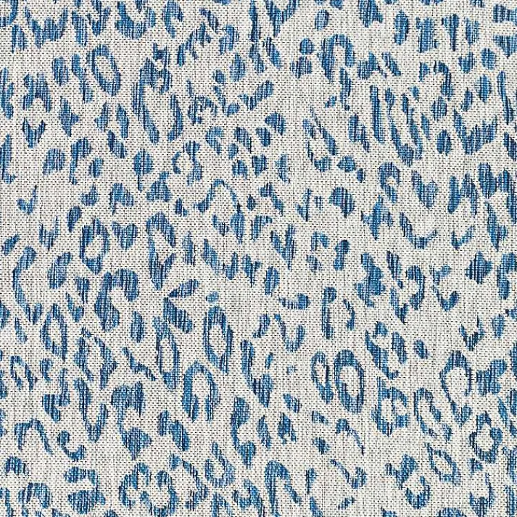 Kirklands Home Cauli Leopard Print Round Outdoor Rug, 5 ft. Blue Outlet