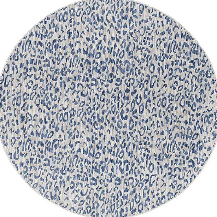 Kirklands Home Cauli Leopard Print Round Outdoor Rug, 6 ft. Blue
