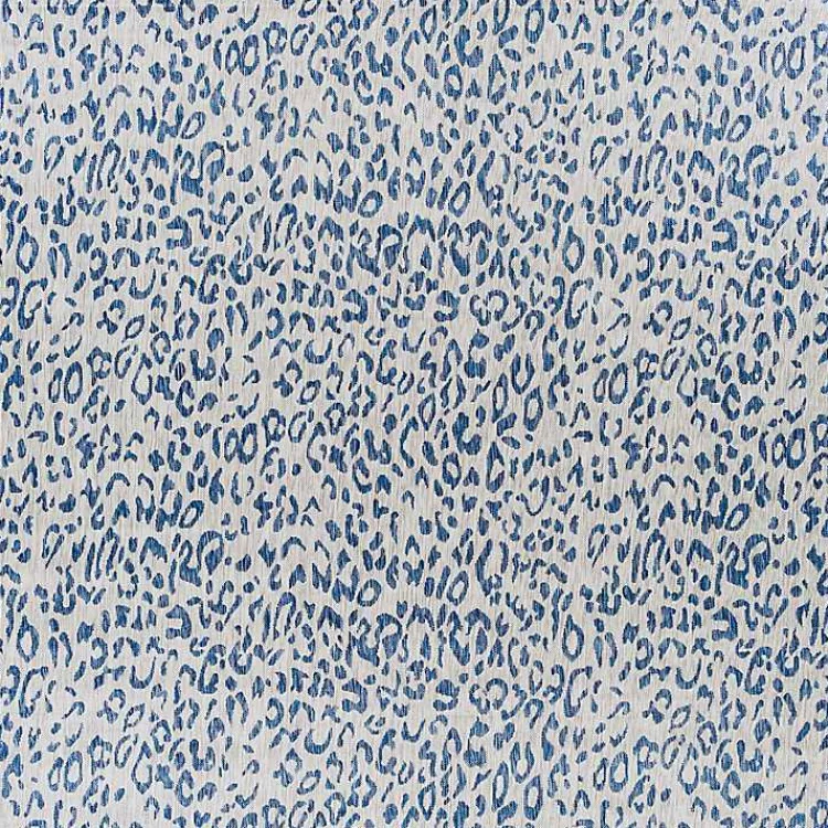 Kirklands Home Cauli Leopard Print Outdoor Rug, 6x6 Blue