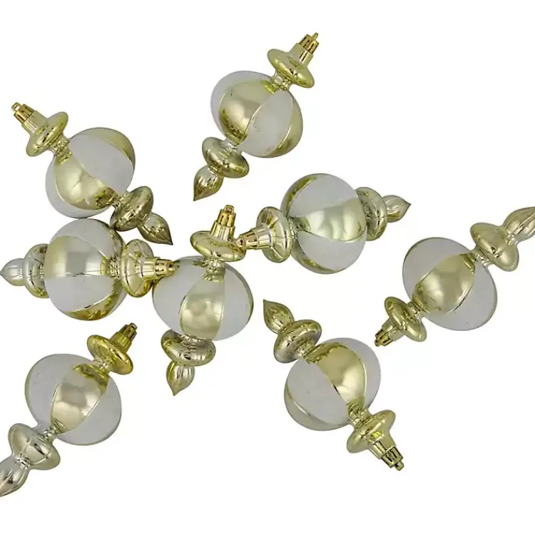 Christmas Ornaments>Kirklands Home Champagne and White Finial Ornaments, Set of 8