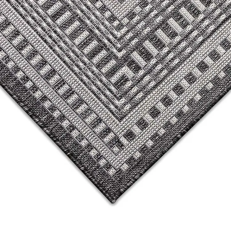 Kirklands Home Charcoal Linear Macy Indoor/Outdoor Area Rug, 6x9 Black Outlet