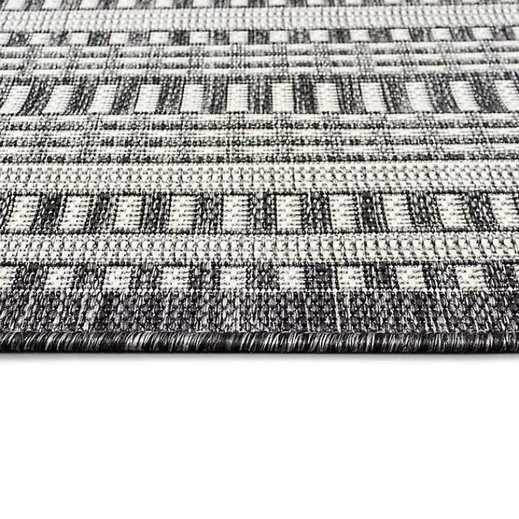 Kirklands Home Charcoal Linear Macy Indoor/Outdoor Area Rug, 6x9 Black Outlet