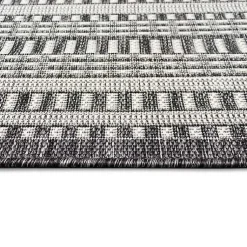 Kirklands Home Charcoal Linear Macy Indoor/Outdoor Area Rug, 7x9 Black Best