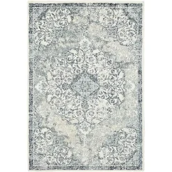 Kirklands Home Cholet Ivory Blue Medallion Accent Rug, 2x3 New
