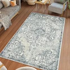 Kirklands Home Cholet Ivory Blue Medallion Accent Rug, 2x3 New