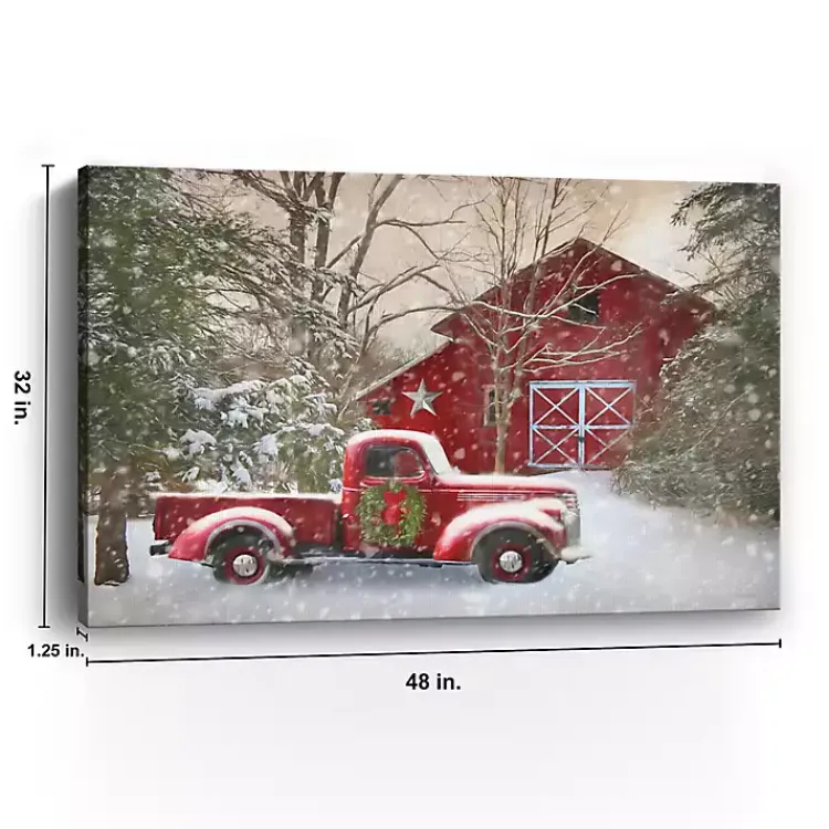 Christmas Art & Wall Decor>Kirklands Home Christmas Barn & Truck Canvas Art Print, 48x32 in.
