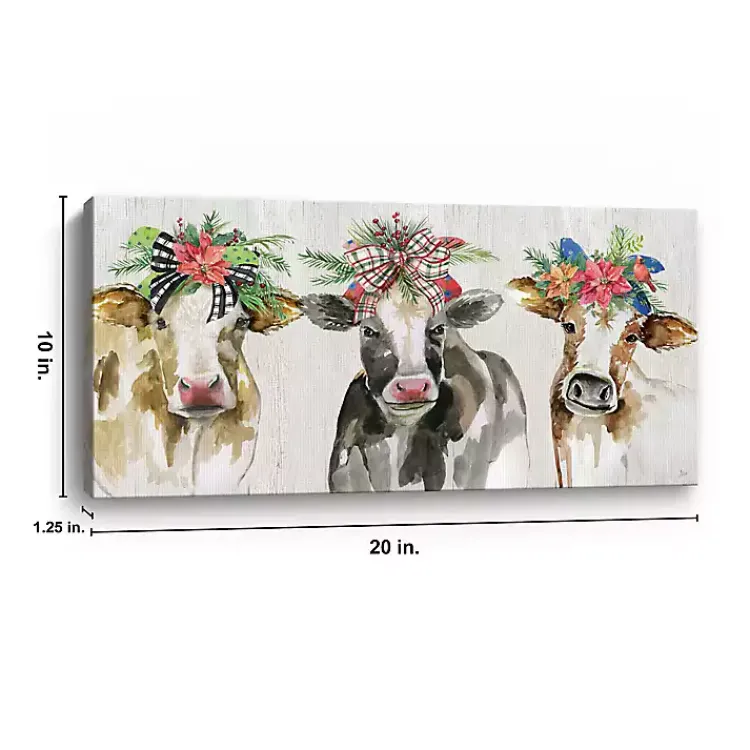Christmas Art & Wall Decor>Kirklands Home Christmas Cow Lineup Canvas Art Print