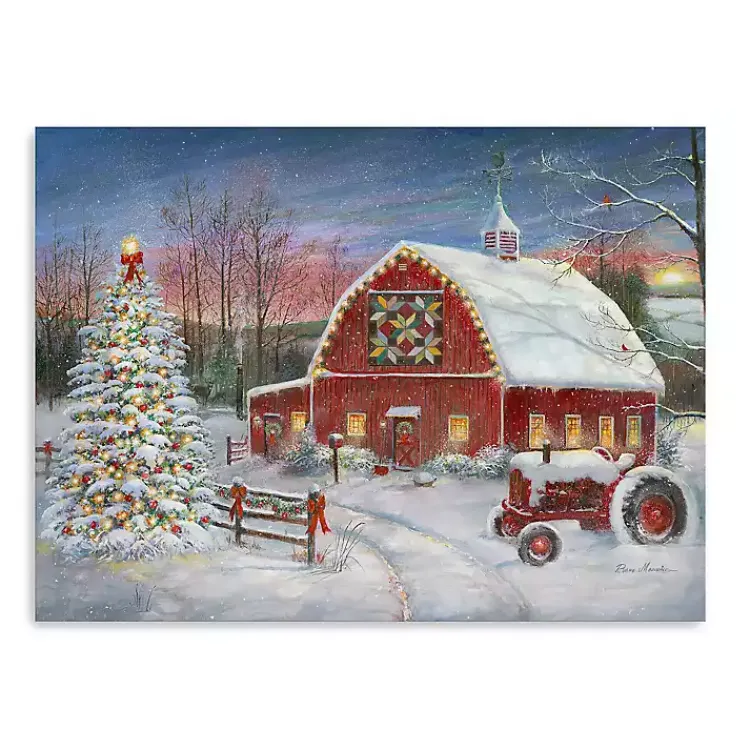 Christmas Art & Wall Decor>Kirklands Home Christmas Cozy Barn Canvas Art Print, 18x24