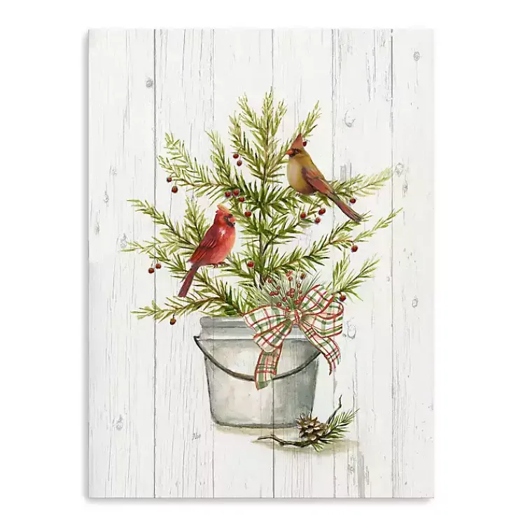 Christmas Art & Wall Decor>Kirklands Home Christmas Pine with Cardinals Canvas Art Print