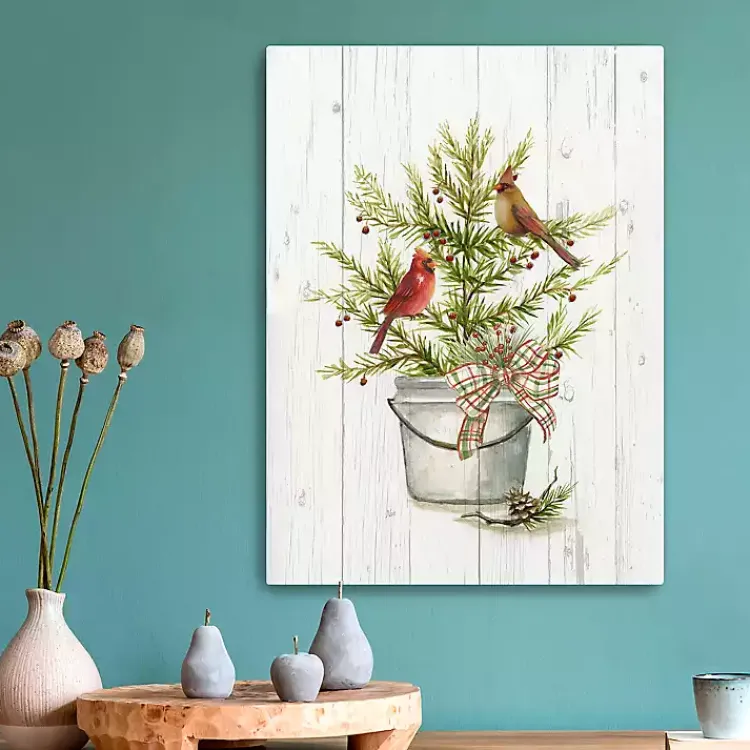 Christmas Art & Wall Decor>Kirklands Home Christmas Pine with Cardinals Canvas Art Print