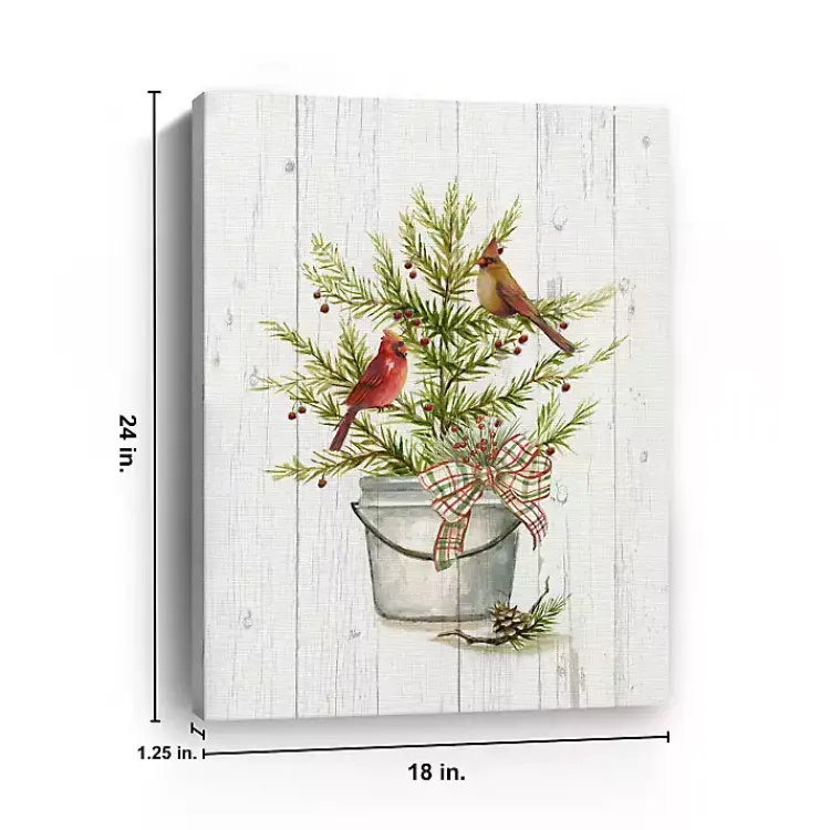 Christmas Art & Wall Decor>Kirklands Home Christmas Pine with Cardinals Canvas Art Print