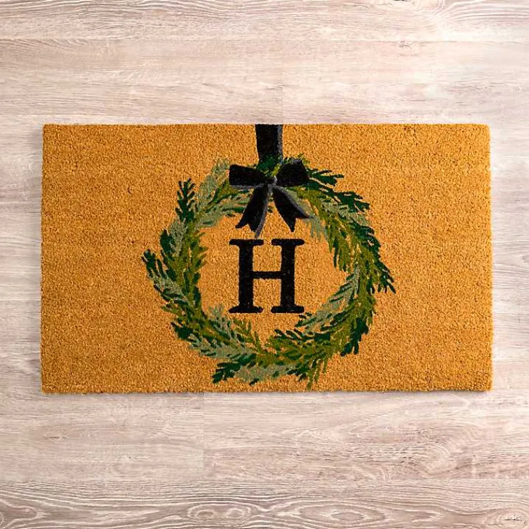Kirklands Home Christmas Wreath Monogram H Doormat Online