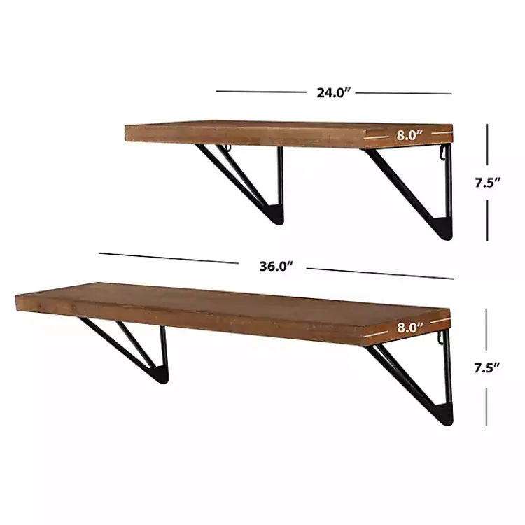 Kirklands Home Classic Brown Wood Wall Shelves, Set of 2 Sale