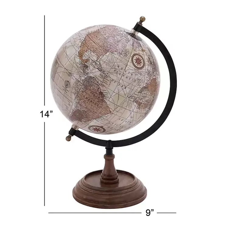 Statues & Figurines>Kirklands Home Classic Ivory Mango Wood Base Globe
