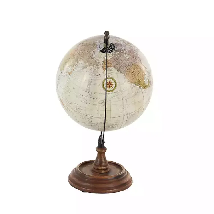 Statues & Figurines>Kirklands Home Classic Ivory Mango Wood Base Globe