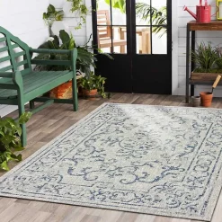Kirklands Home Classicism Sun Shower Outdoor Area Rug, 5x8 New
