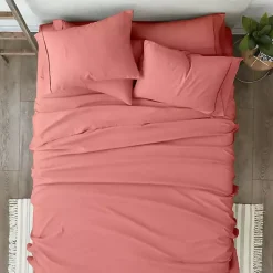 Kirklands Home Clay Solid 6-pc. Twin Sheet Set Orange Outlet