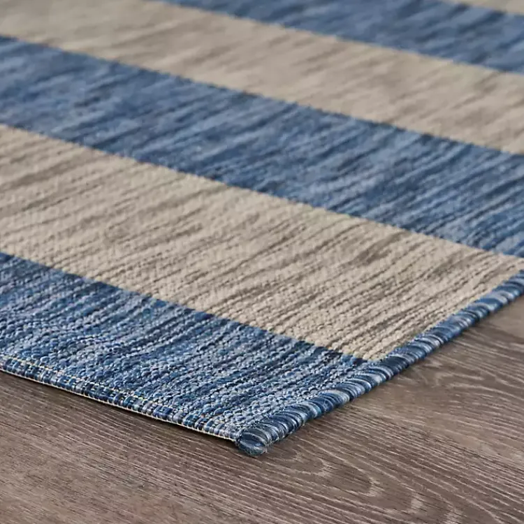 Kirklands Home Coastal Stripes Outdoor Area Rug, 7x9 New