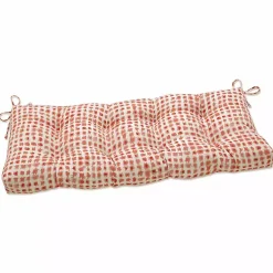 Kirklands Home Coral Checkered Outdoor Settee Cushion Discount