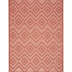Kirklands Home Coral Diamond Indoor/Outdoor Area Rug, 4x6 Orange Clearance