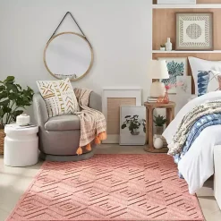 Kirklands Home Coral Diamond Indoor/Outdoor Area Rug, 4x6 Orange Clearance