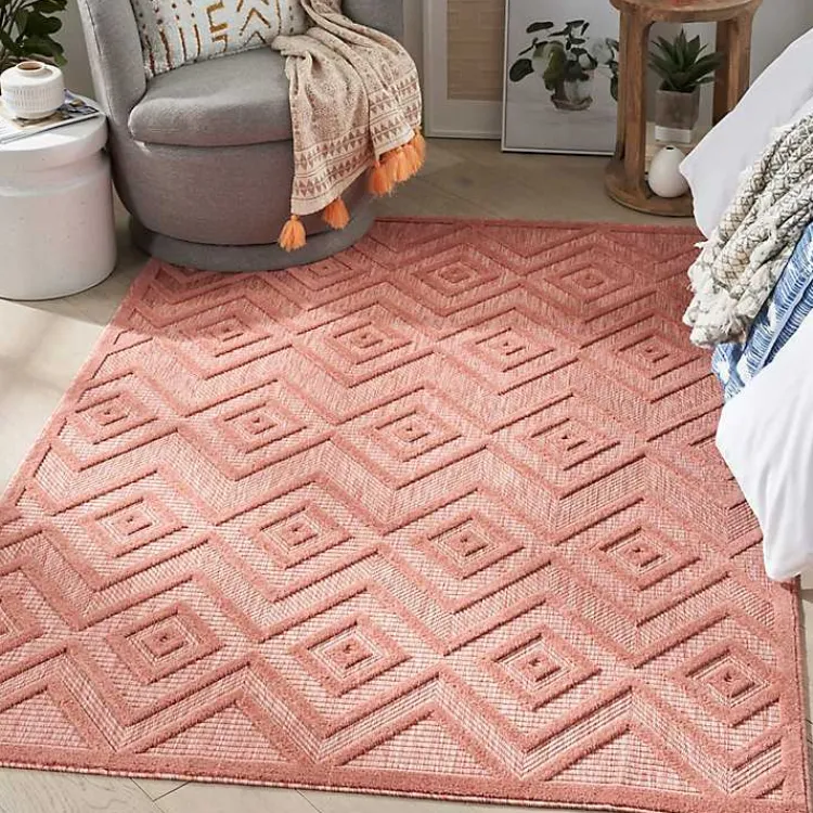 Kirklands Home Coral Diamond Indoor/Outdoor Area Rug, 5x7 Orange Clearance