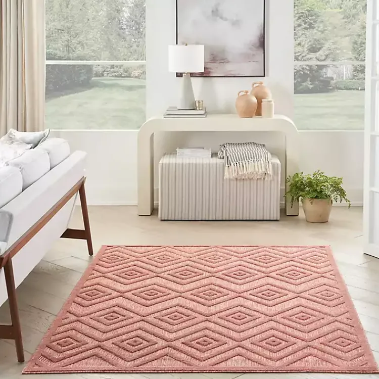 Kirklands Home Coral Diamond Indoor/Outdoor Area Rug, 5x7 Orange Clearance