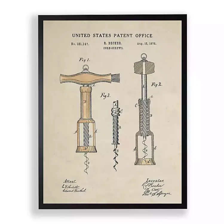 Kirklands Home Cork Screw Patent Framed Art Print Clearance