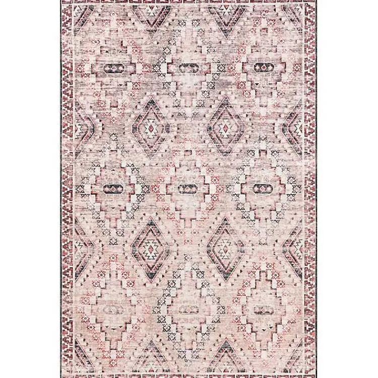 Kirklands Home Cream & Red Diamond Trellis Washable Area Rug, 3x5 Discount