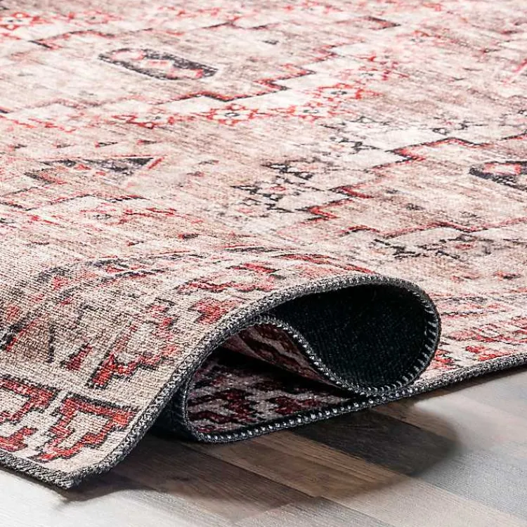 Kirklands Home Cream & Red Diamond Trellis Washable Area Rug, 3x5 Discount