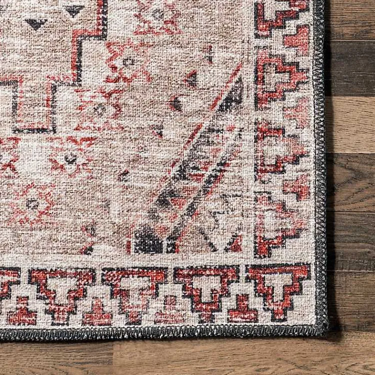 Kirklands Home Cream & Red Diamond Trellis Washable Area Rug, 3x5 Discount