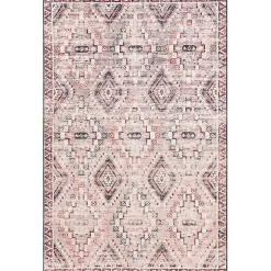 Kirklands Home Cream & Red Diamond Trellis Washable Area Rug, 5x8 Sale