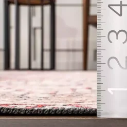 Kirklands Home Cream & Red Diamond Trellis Washable Area Rug, 5x8 Sale