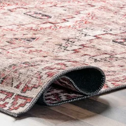 Kirklands Home Cream & Red Diamond Trellis Washable Area Rug, 5x8 Sale